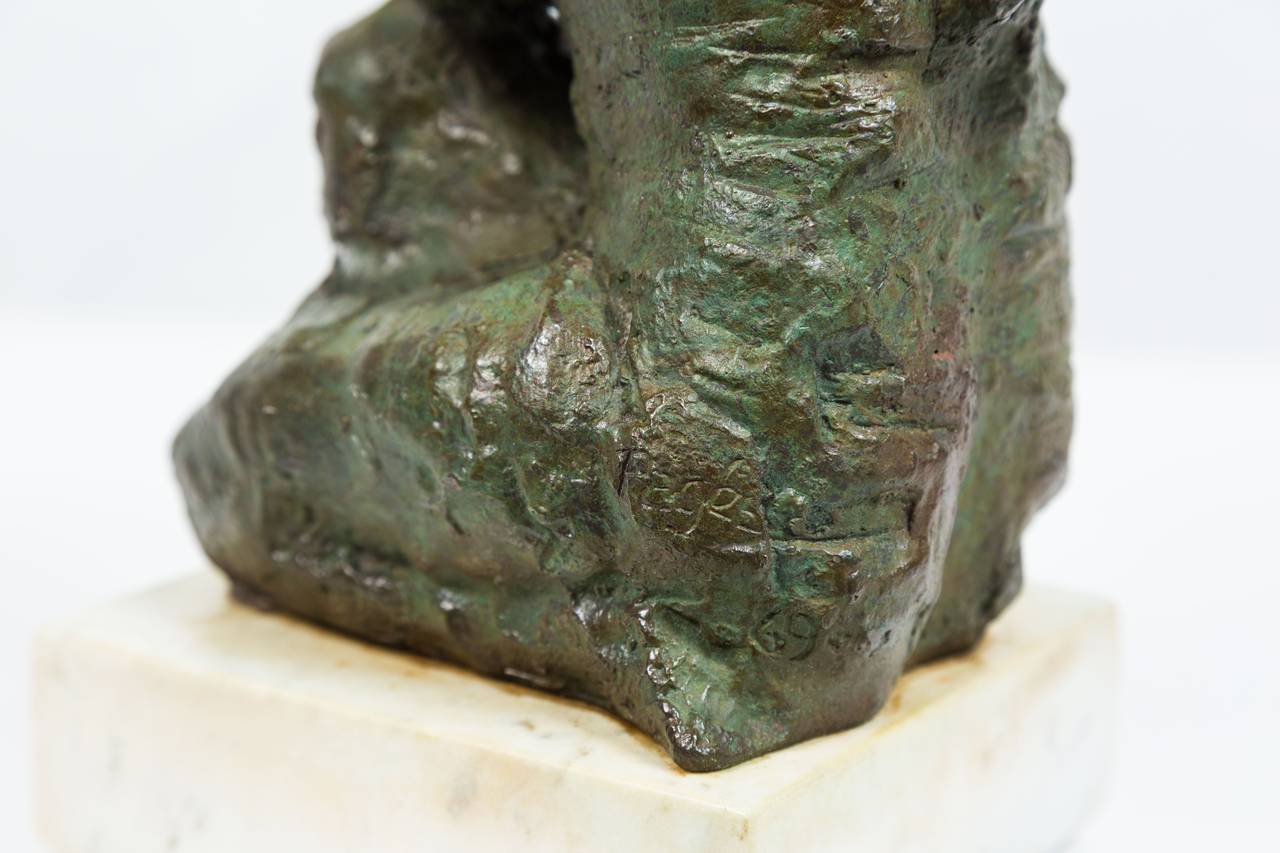 Patinated Mother and Child Bronze by José Mariano Pagés Sculpture For Sale