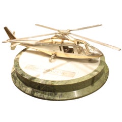 An Incredible Sterling and gilt helicopter on marble base by Garrard of London