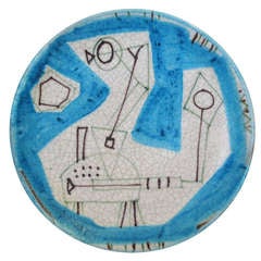 Guido Gambone Signed Geometric Hanging Plaque Guido Gambone Signed Geometric Hanging Plaque