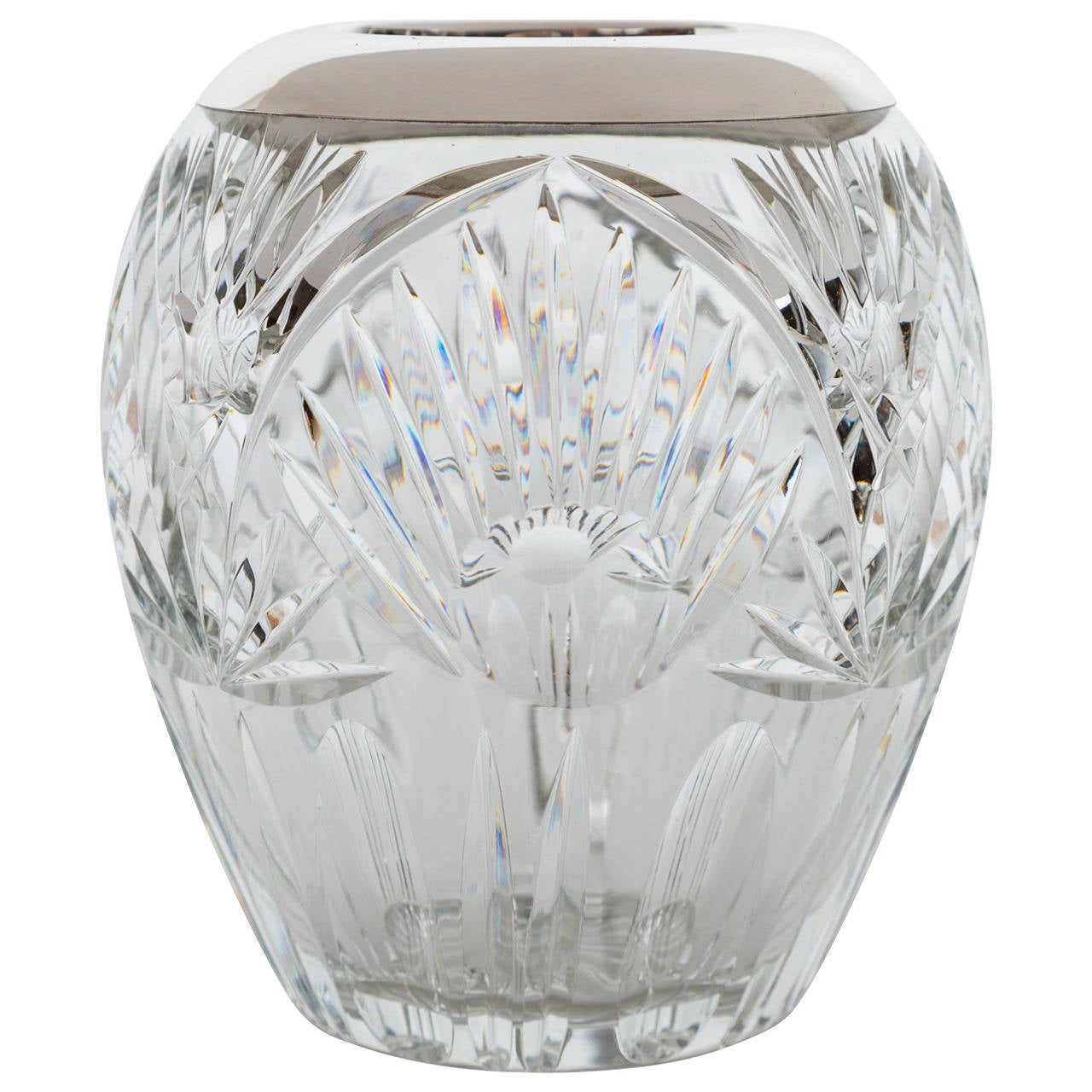 Elegant Cut Crystal and Sterling Silver Vase For Sale at 1stdibs