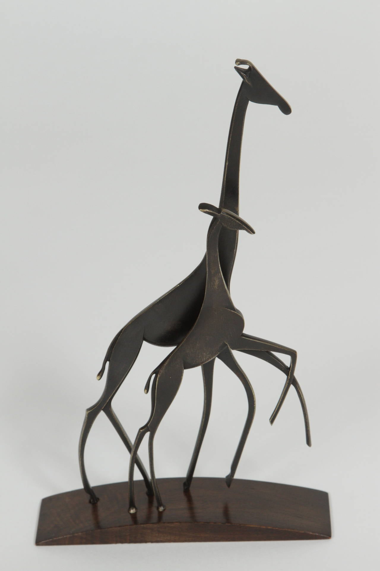 Patinated Bronze Giraffe Sculpture by  Franz Hagenauer