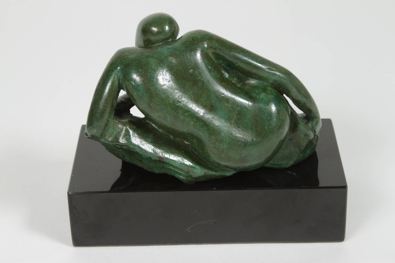 American Figural Bronze Sculptural on Onyx Base