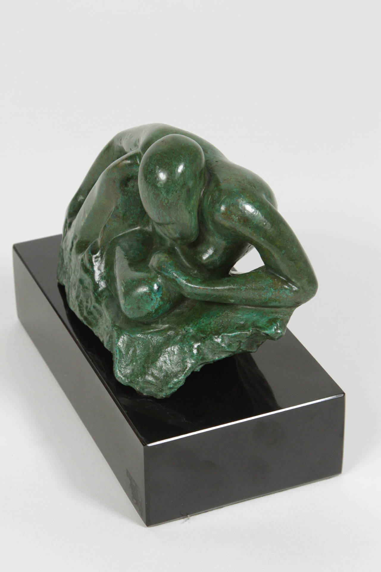 Patinated Figural Bronze Sculptural on Onyx Base