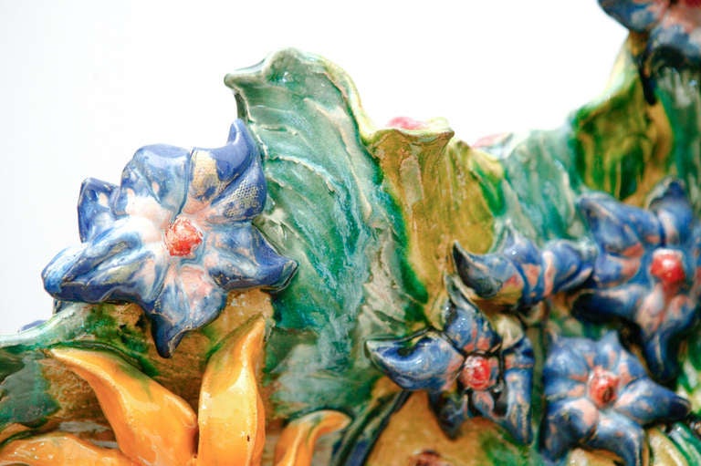 Pair of French Glazed Ceramic Floral Jardinieres 6