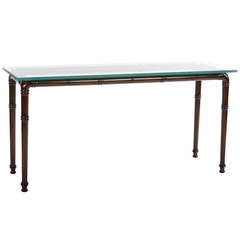 Turned Faux Bamboo Console with Glass Top by William Haines