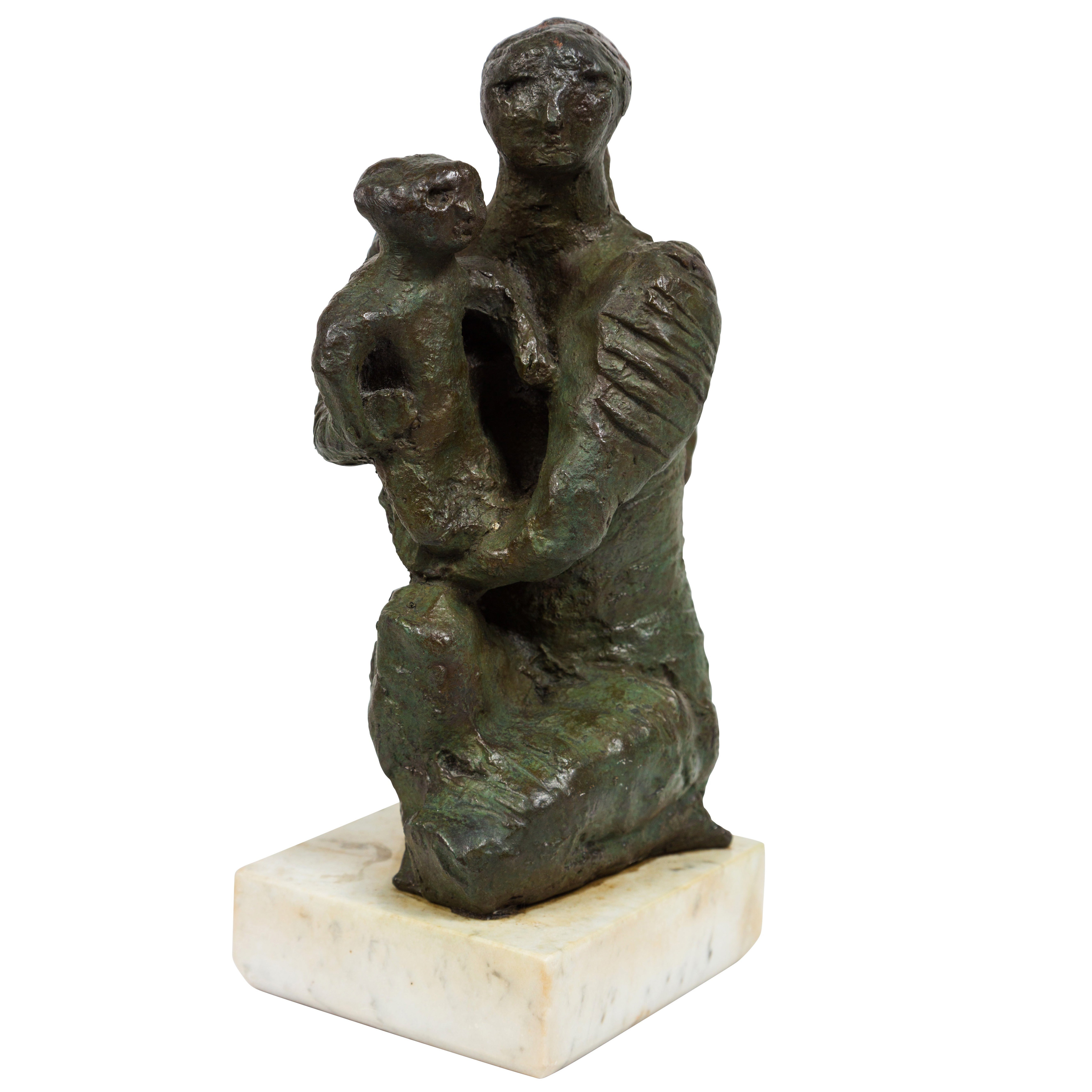 Mère et enfant, bronze, sculpture de Jos Mariano Pags