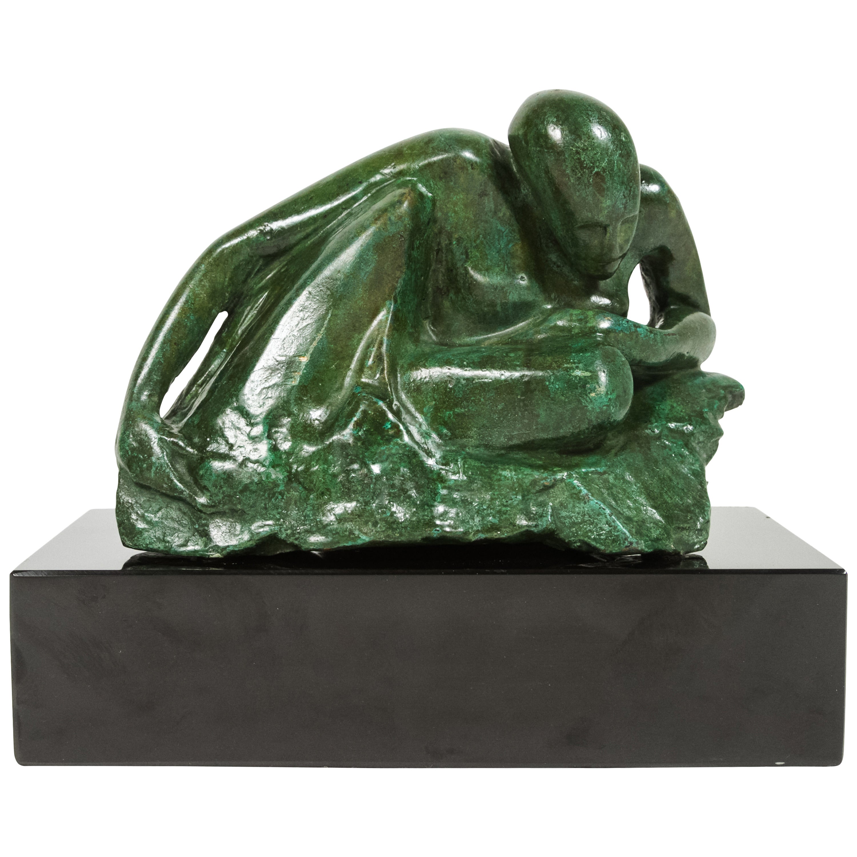 Figural Bronze Sculptural on Onyx Base