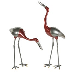 Vintage Pair of Large-Scale Decorative Crane Sculptures