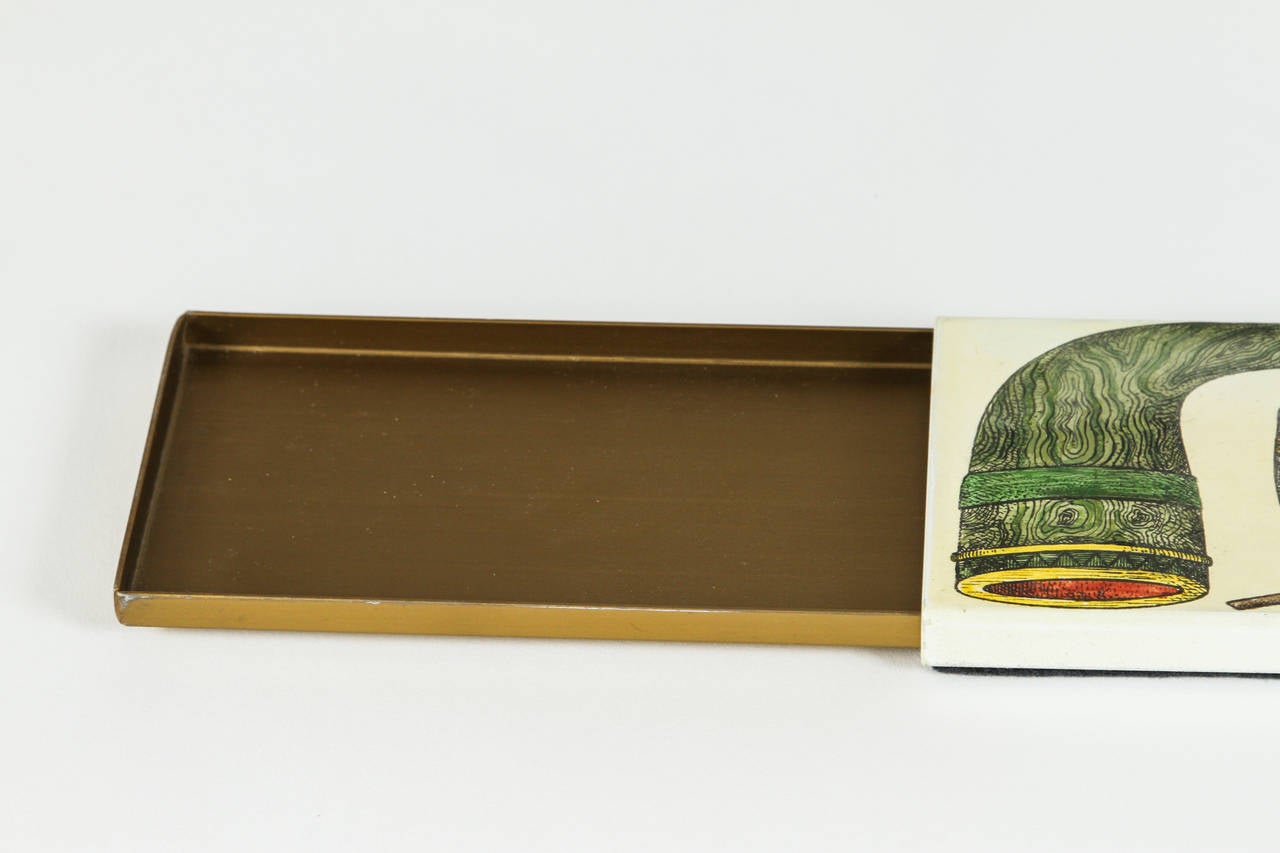 Italian Fornasetti Rectangular Box with Smoking Motif For Sale