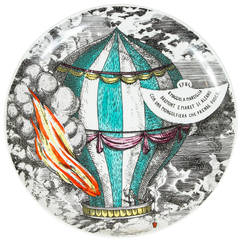 Vintage Plate of a Hot Air Balloon on Fire by Fornasetti