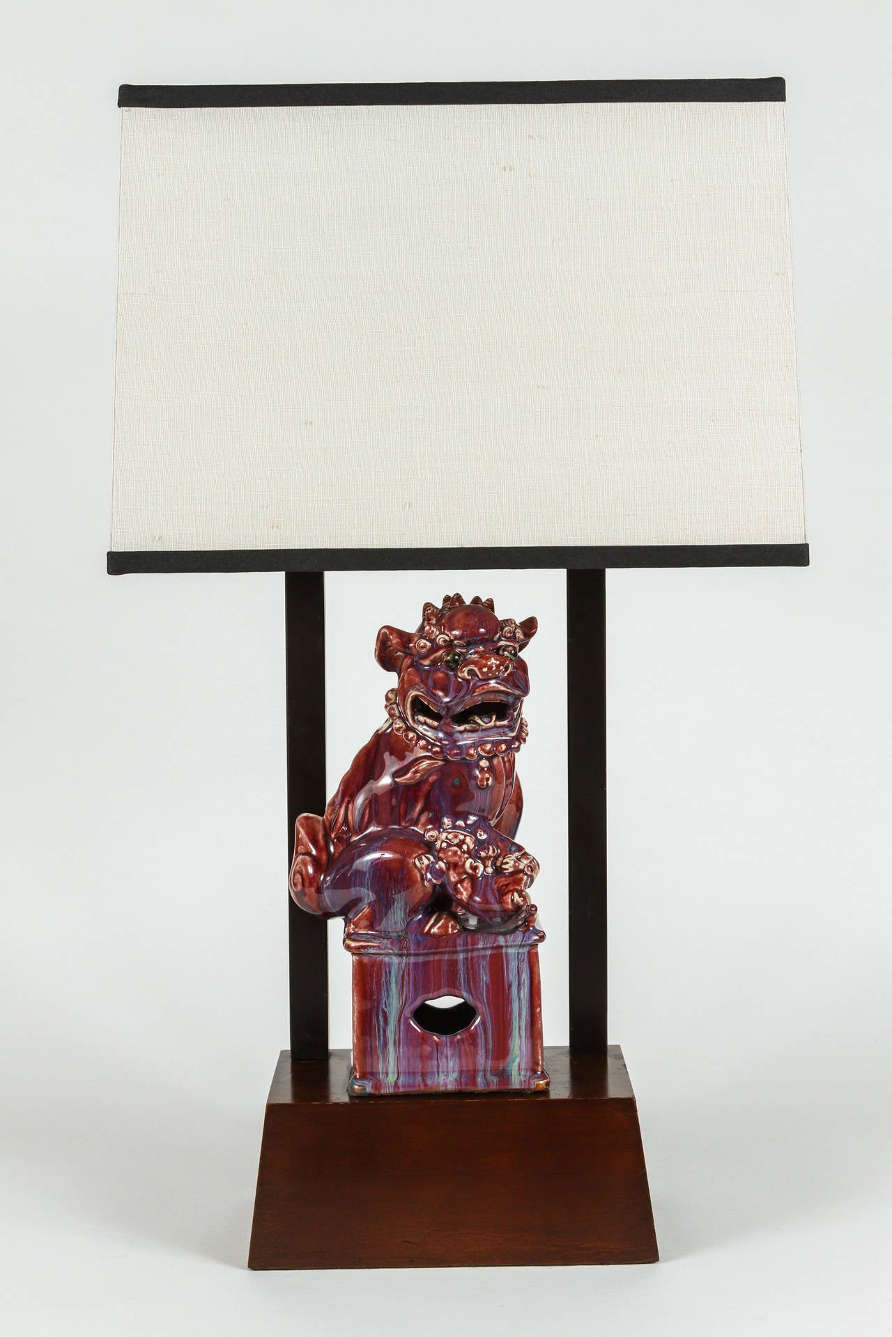 Glazed Armature Lamp Featuring a Chinese Foo Dog by William Haines