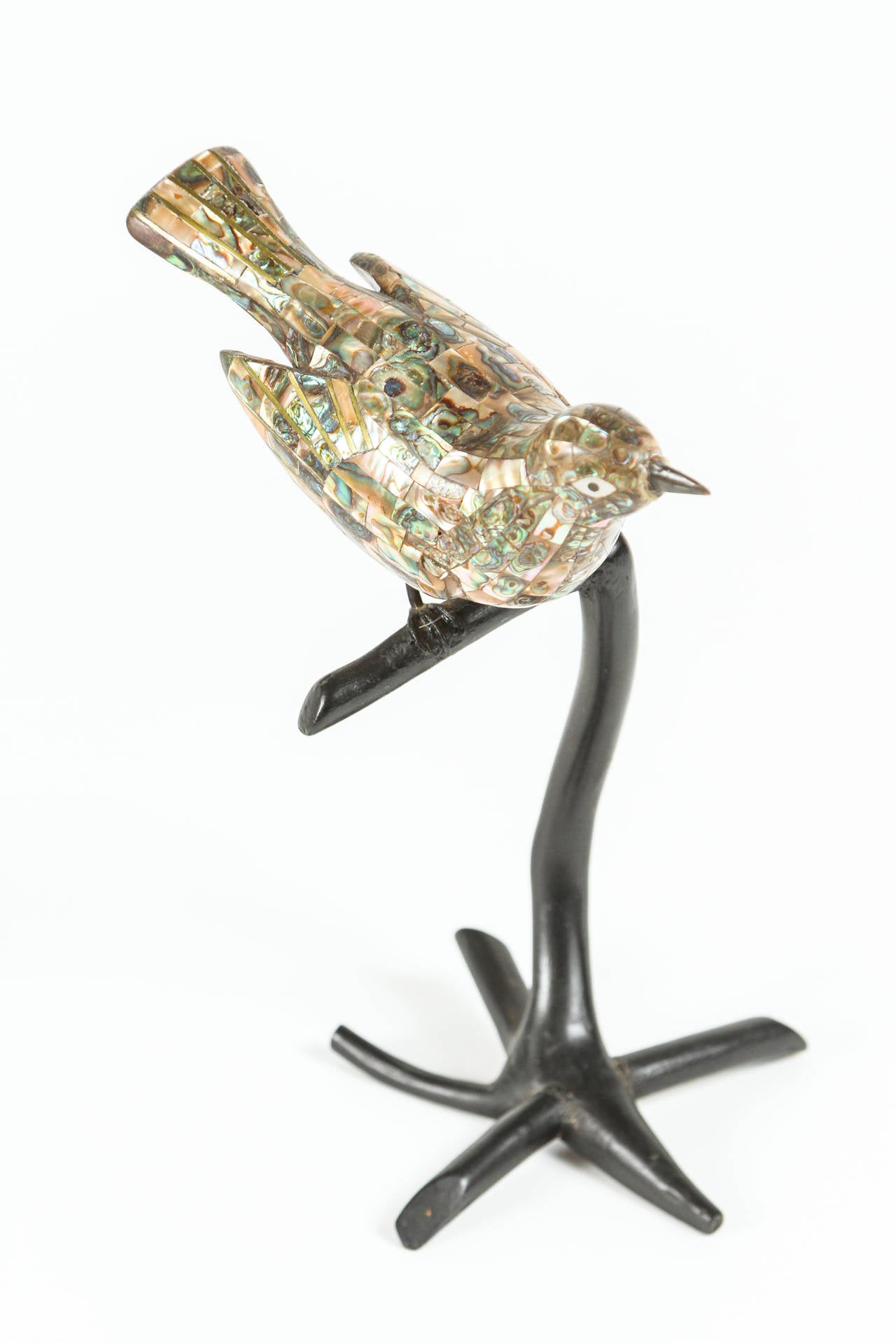 Abalone Shell Bird on Branch by Los Castillo 1