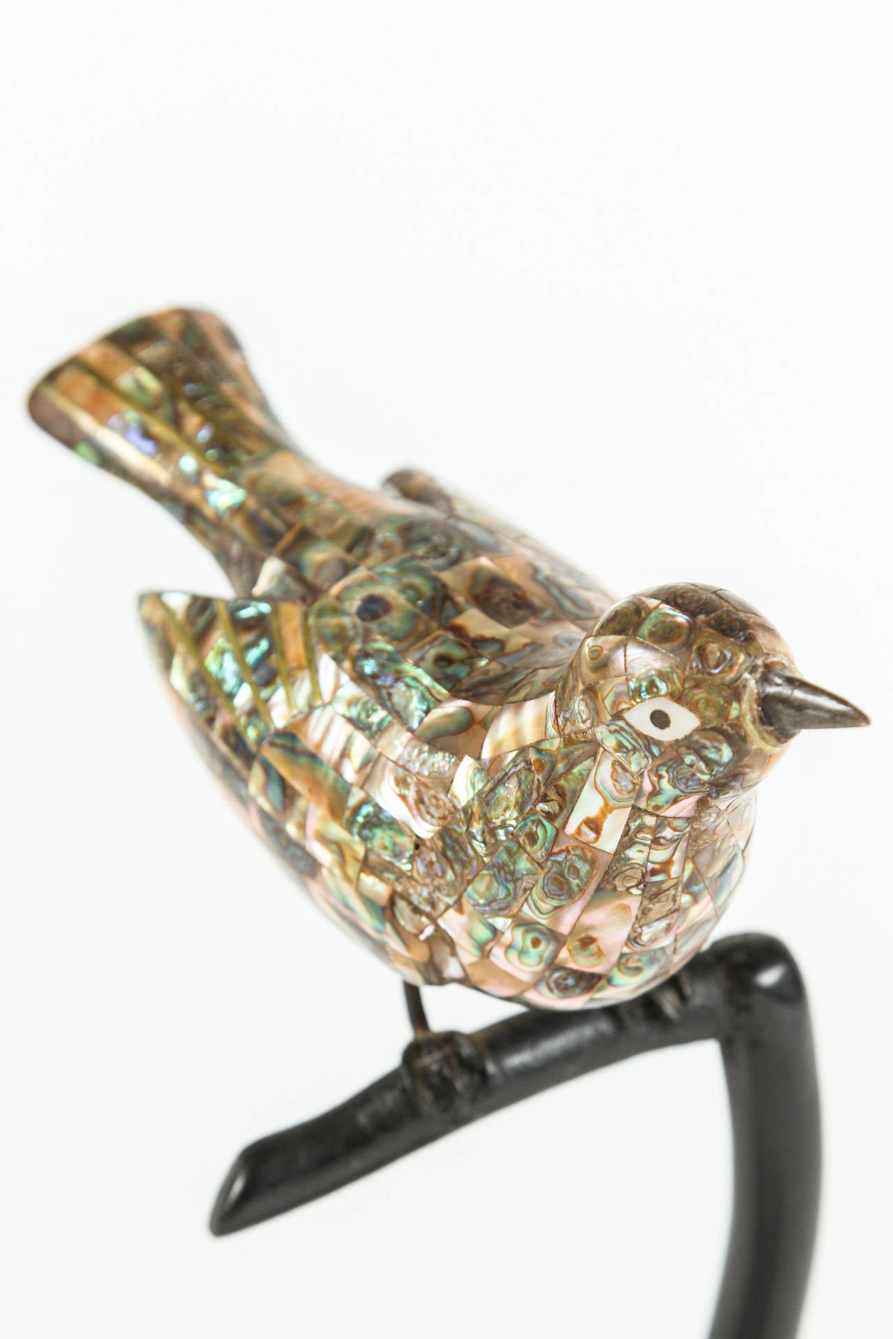 Abalone Shell Bird on Branch by Los Castillo In Excellent Condition In Palm Desert, CA