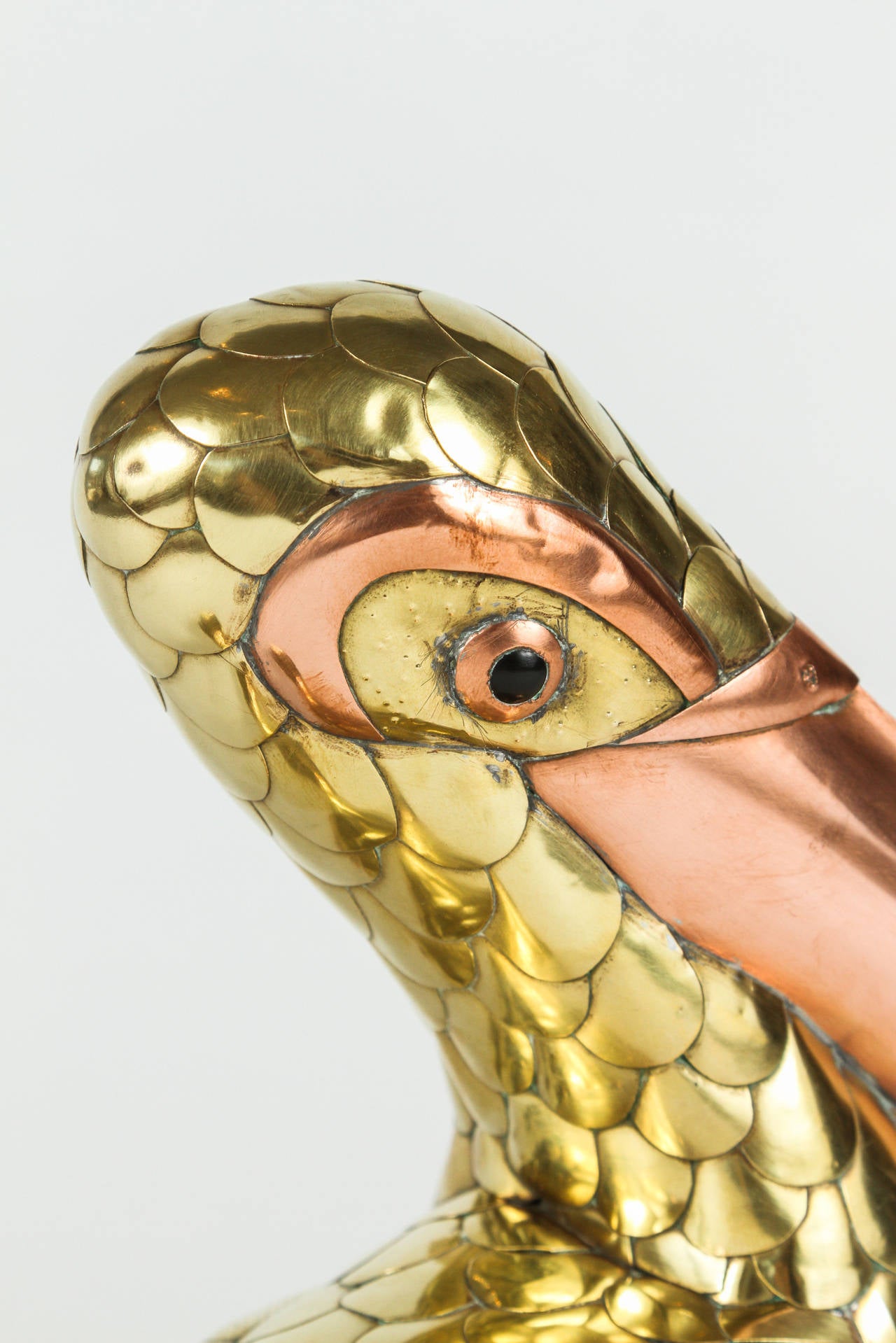 Patinated Brass and Copper Pelican Attributed to Sergio Bustamante