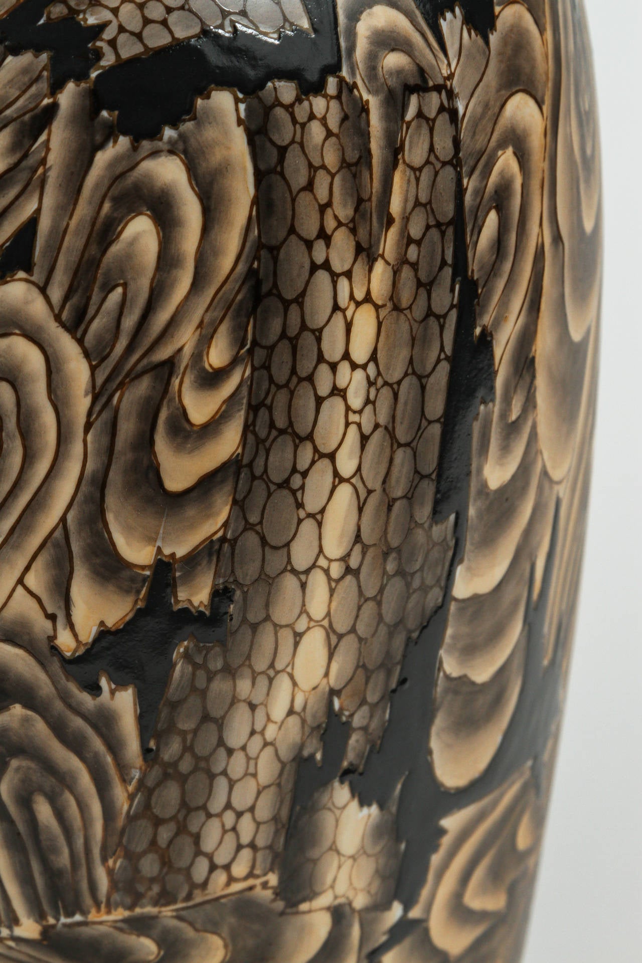 Hand-Painted Japanese Glazed Ceramic Vase For Sale