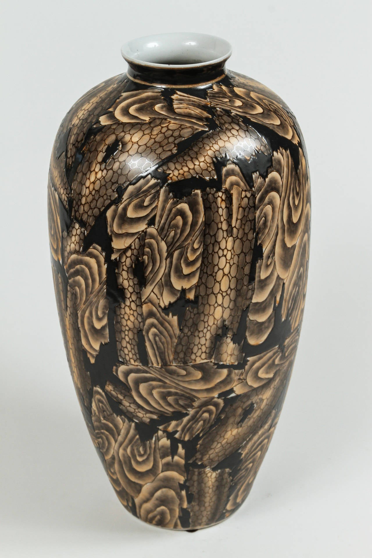 Japanese Glazed Ceramic Vase For Sale 1