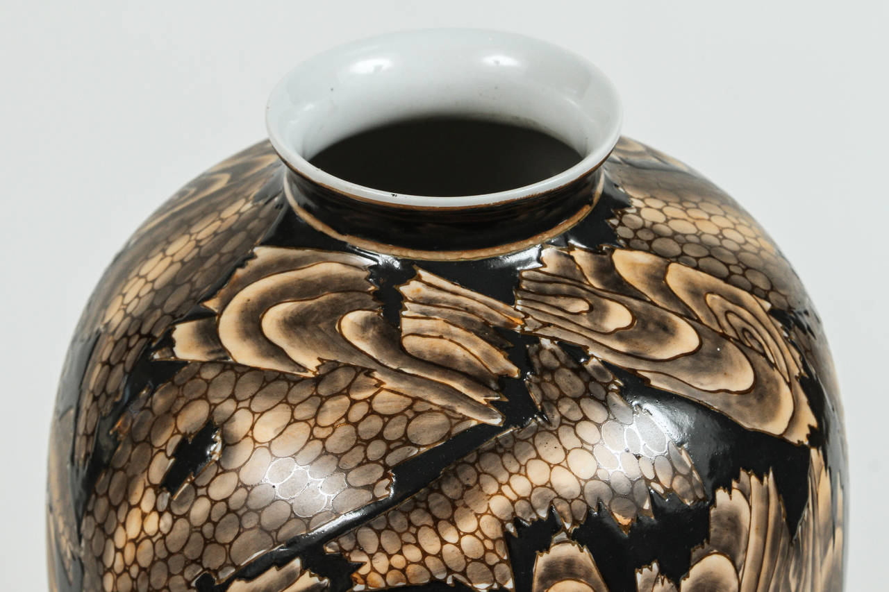 Japanese Glazed Ceramic Vase For Sale 2