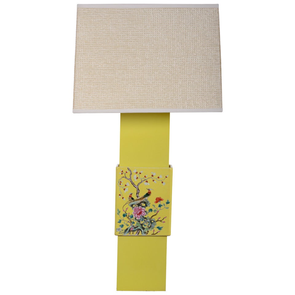 Custom Yellow Porcelain Table Lamp Designed by William Haines