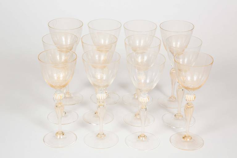 Italian Murano Stemware, Service for 12 by Barovier