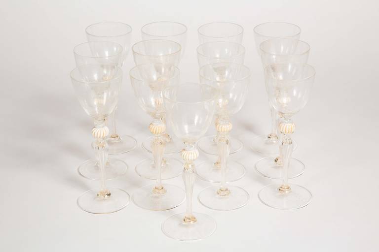 Murano Stemware, Service for 12 by Barovier In Excellent Condition In Palm Desert, CA