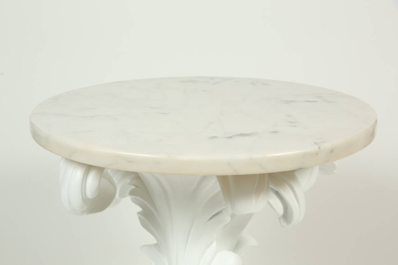 Mid-20th Century Cast Plaster Side Table with Carrara Marble Top