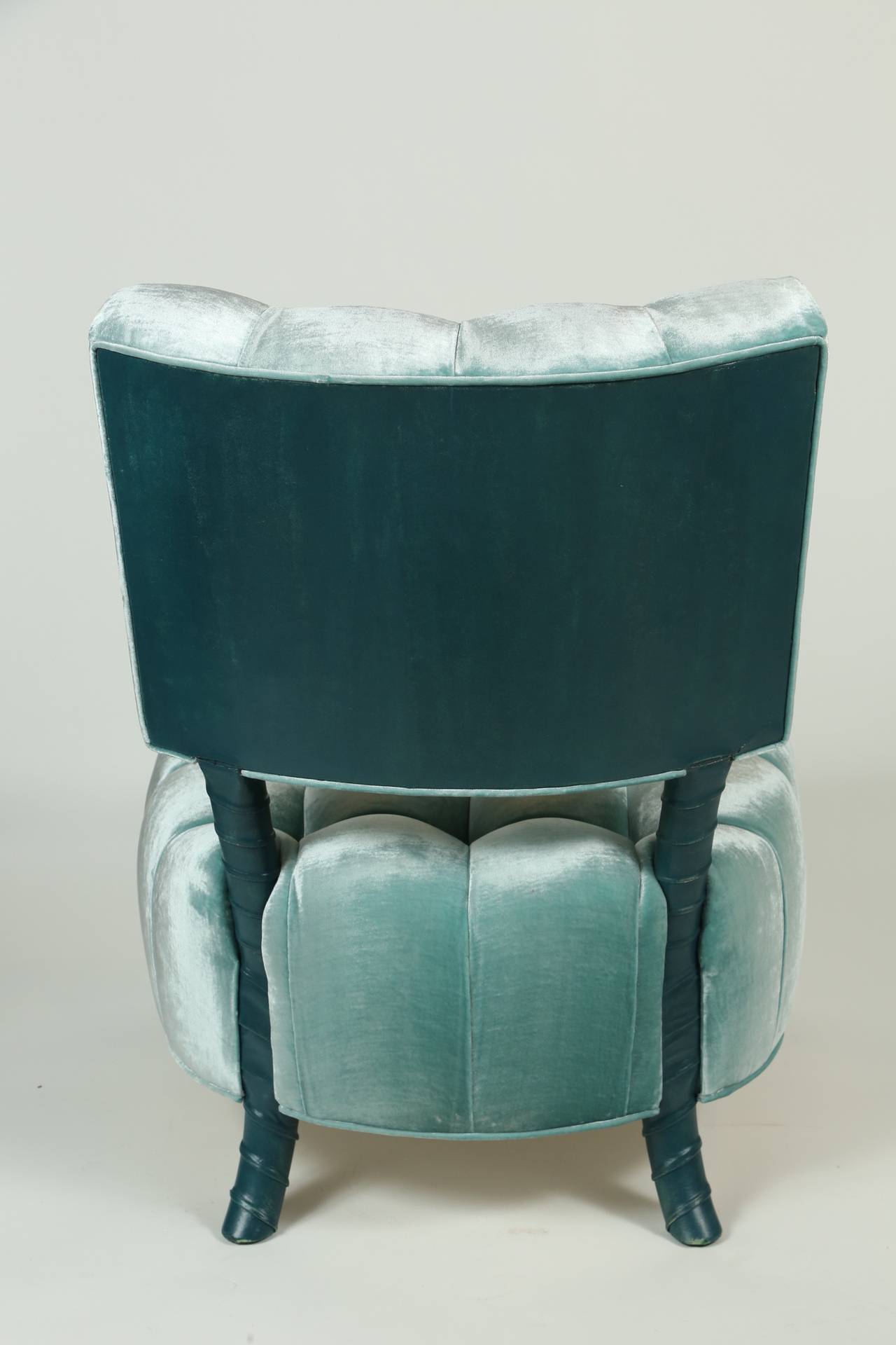 Biscuit Tufted Slipper Chair by William Haines In Excellent Condition In Palm Desert, CA