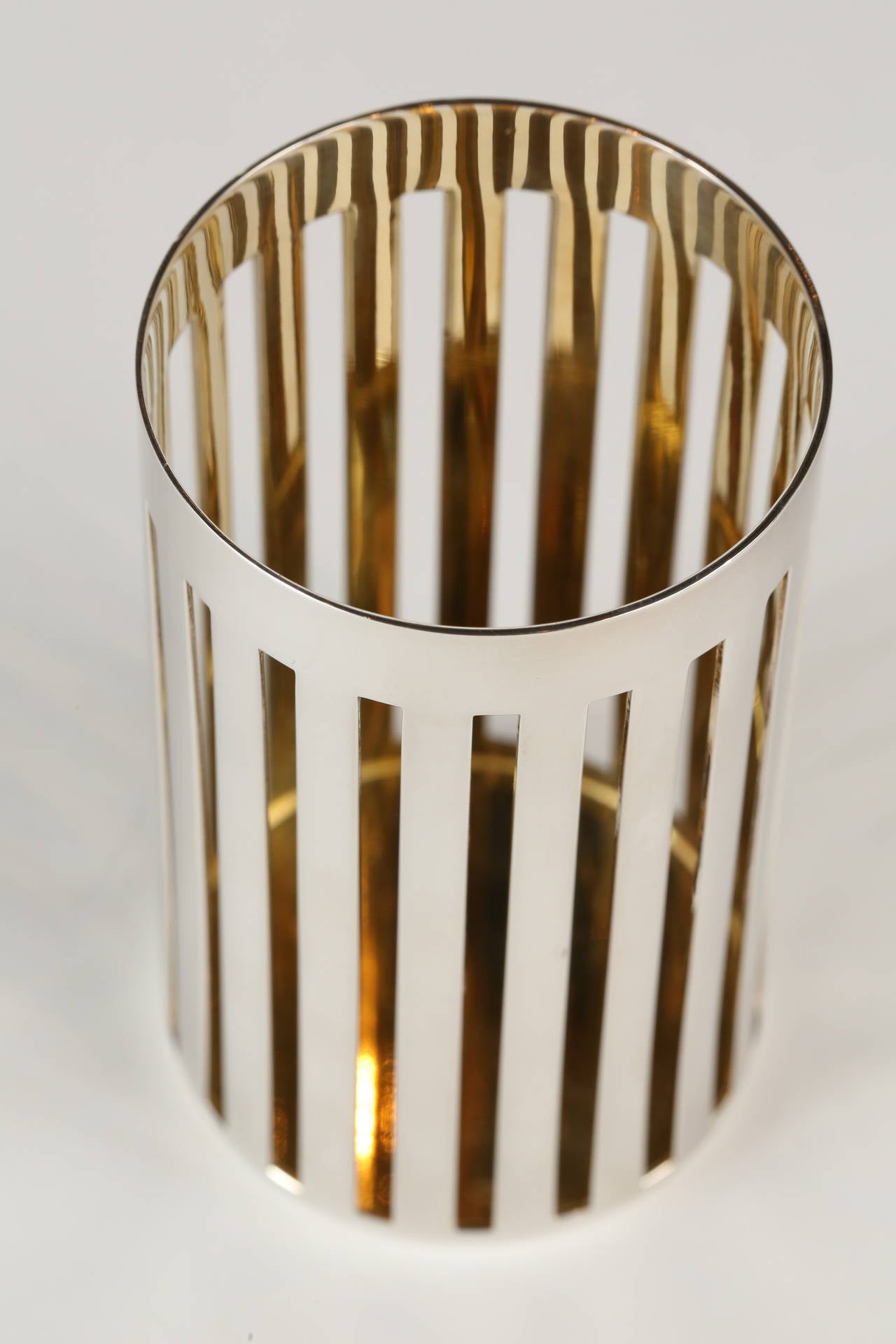 Sterling Silver and Vermeil Pencil Cup by Bulgari In Excellent Condition In Palm Desert, CA
