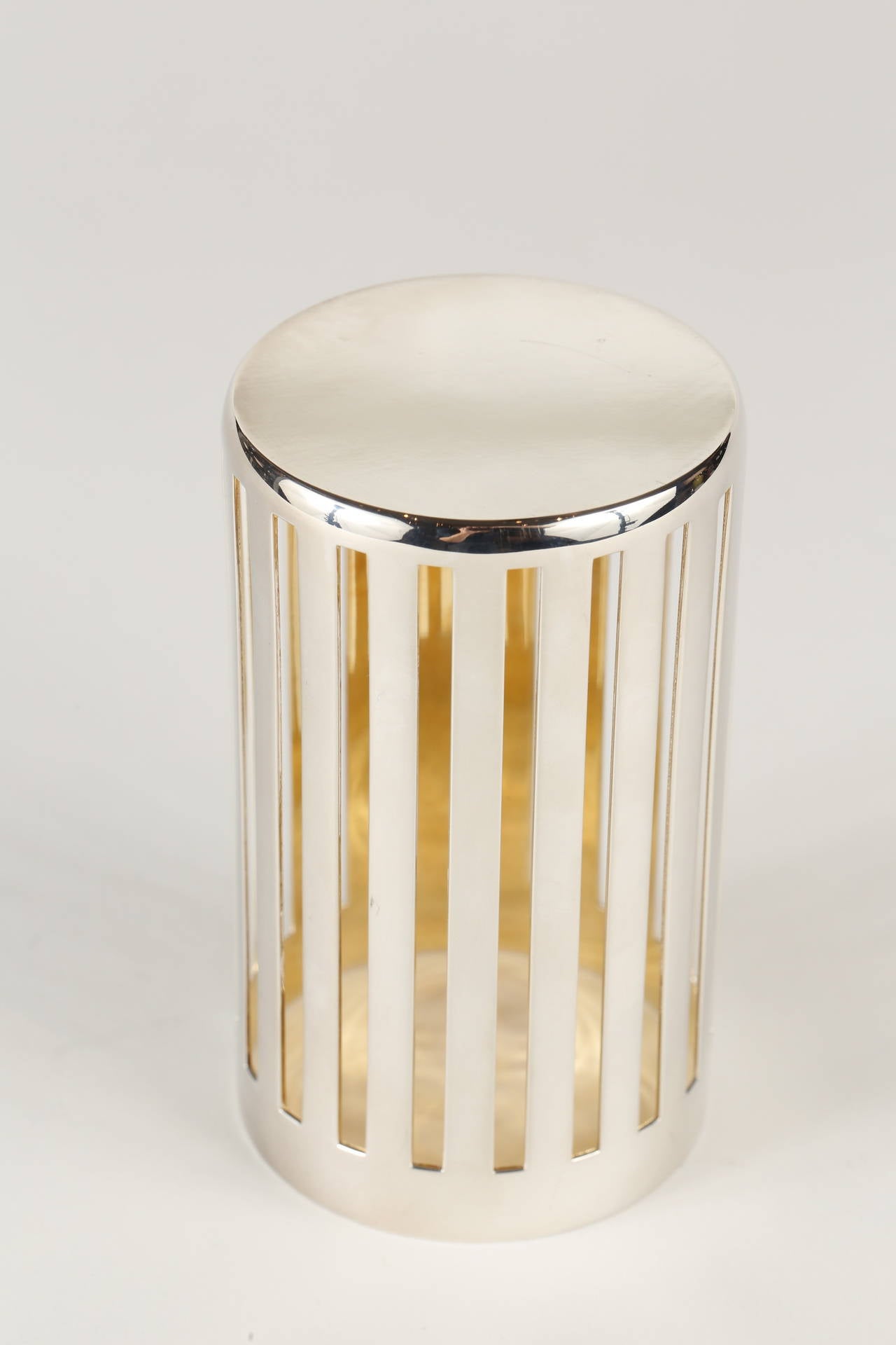 Italian Sterling Silver and Vermeil Pencil Cup by Bulgari