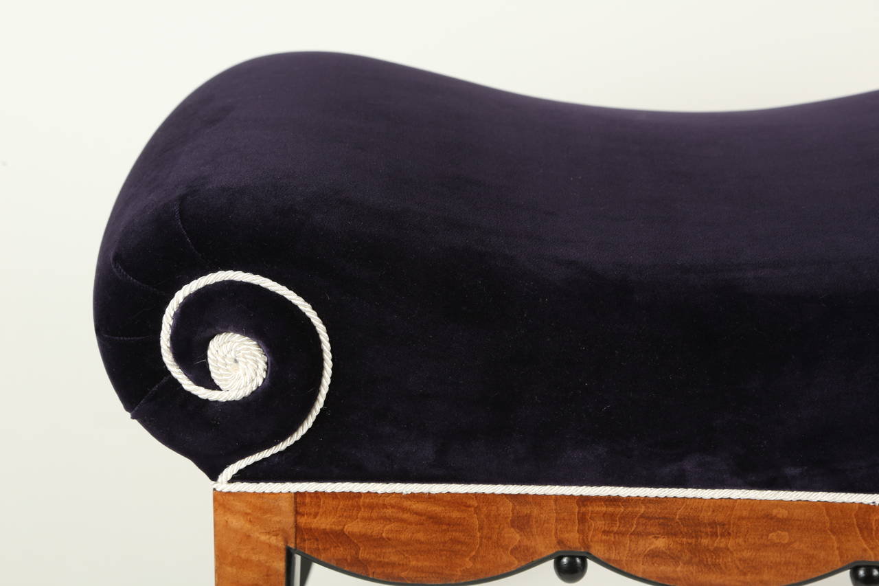 Velvet Upholstered Biedermeier Bench 5