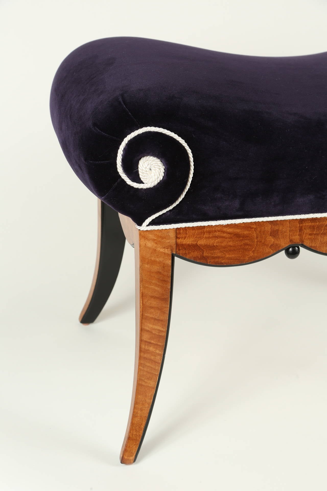Velvet Upholstered Biedermeier Bench 3