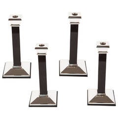 Set of Four Sterling Silver and Onyx Candlesticks by Tiffany & Co. 7
