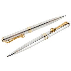 Vintage Matching Sterling Silver Pen and Mechanical Pencil with Original Cases by Gucci