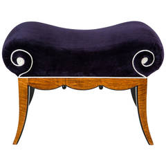 Velvet Upholstered Biedermeier Bench