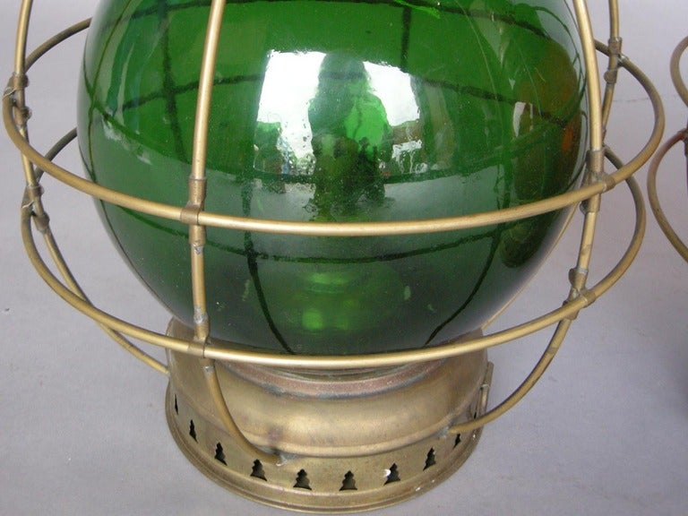 20th Century Green and Red Vintage Nautical lights