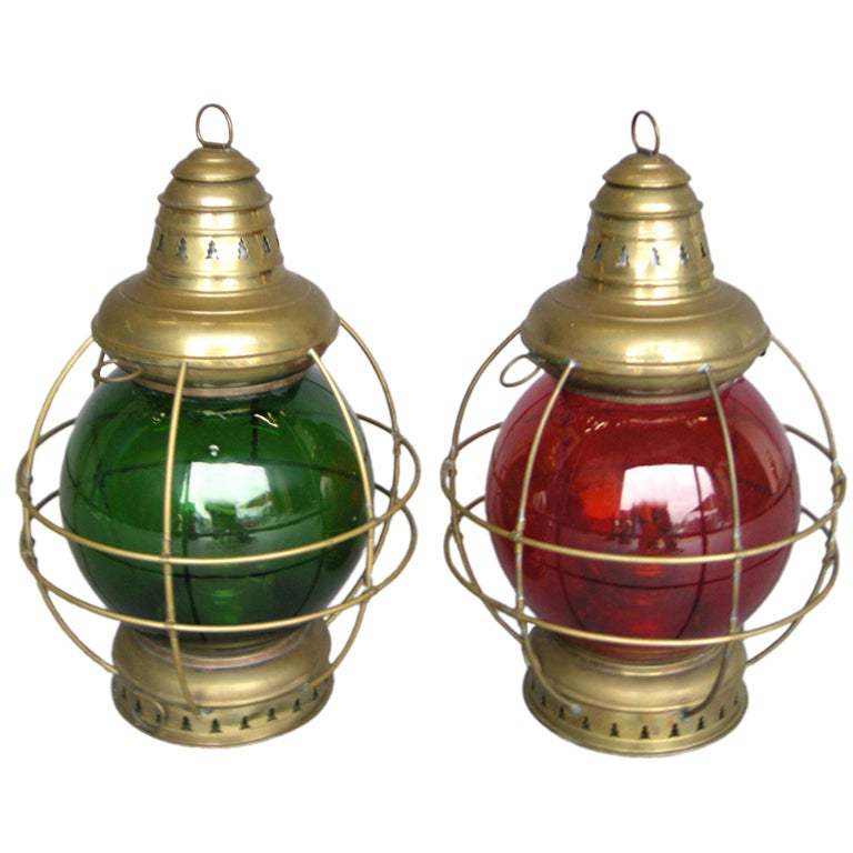 Green and Red Vintage Nautical lights at 1stdibs