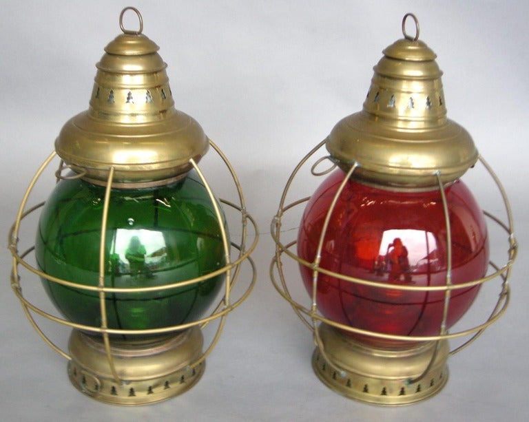 Glass Green and Red Vintage Nautical lights