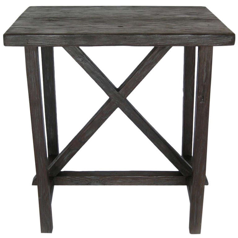 Reclaimed Wood X Side Table For Sale at 1stdibs