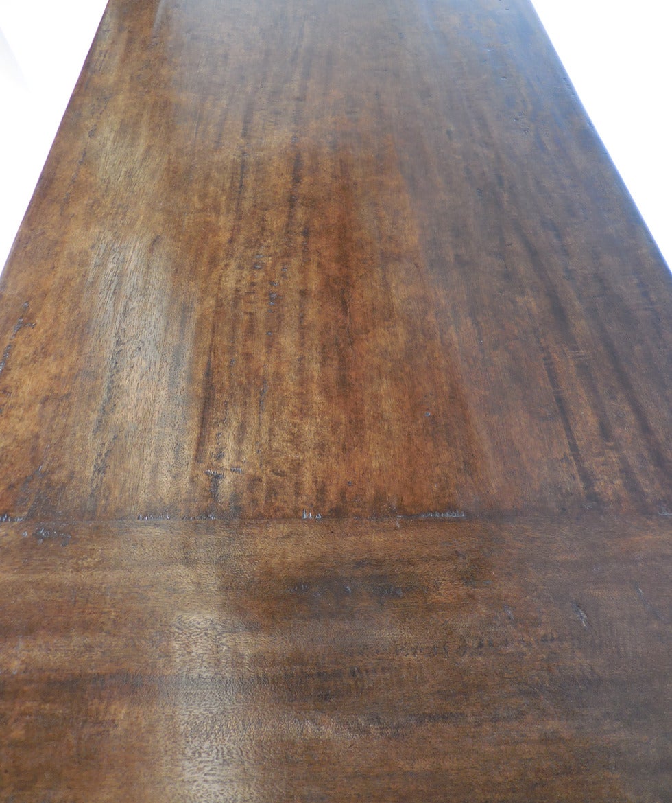 Contemporary Dos Gallos Custom Walnut Wood Trestle Table For Sale