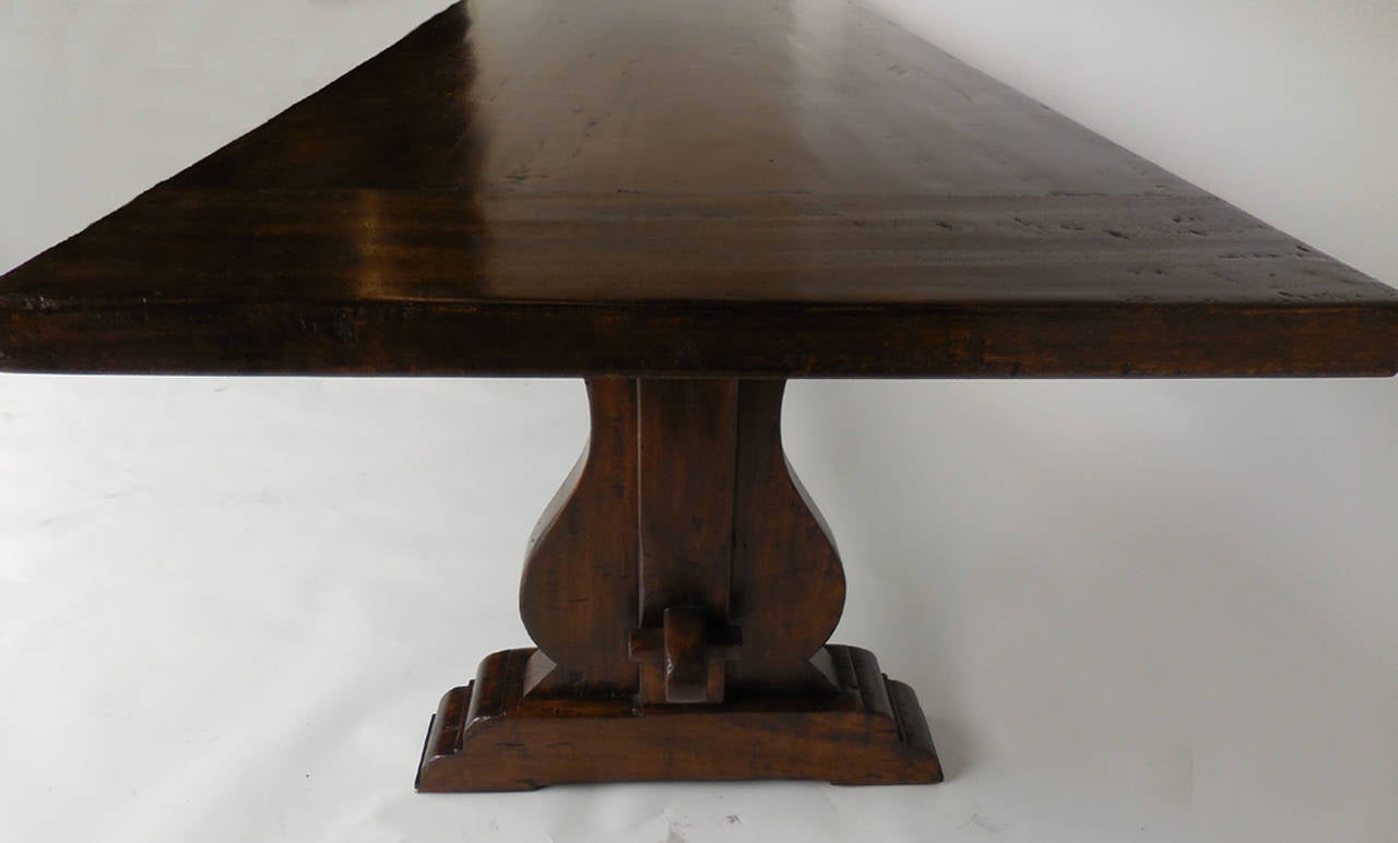 Dos Gallos Custom Walnut Wood Trestle Table For Sale 2