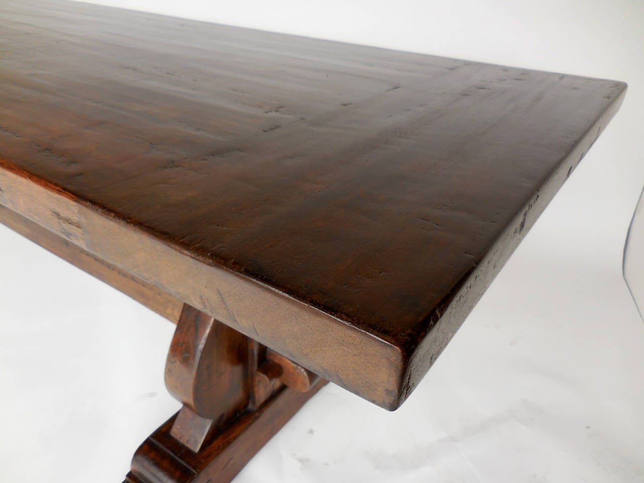 Dos Gallos Custom Walnut Wood Trestle Table For Sale 3