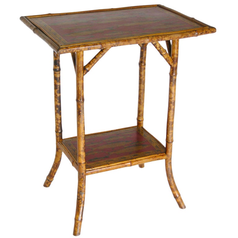 Red Bamboo side table For Sale at 1stdibs
