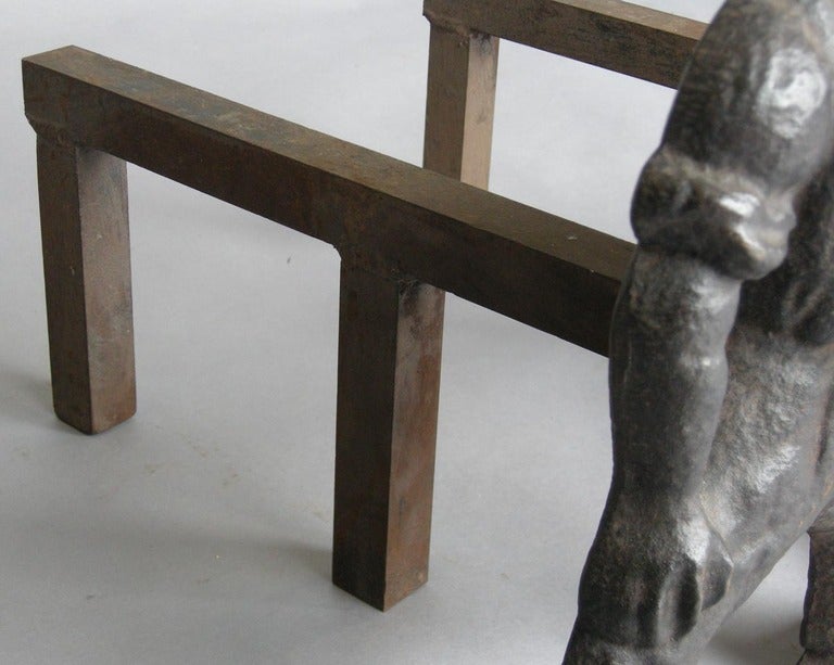 american cast iron black folk art andirons c1850
