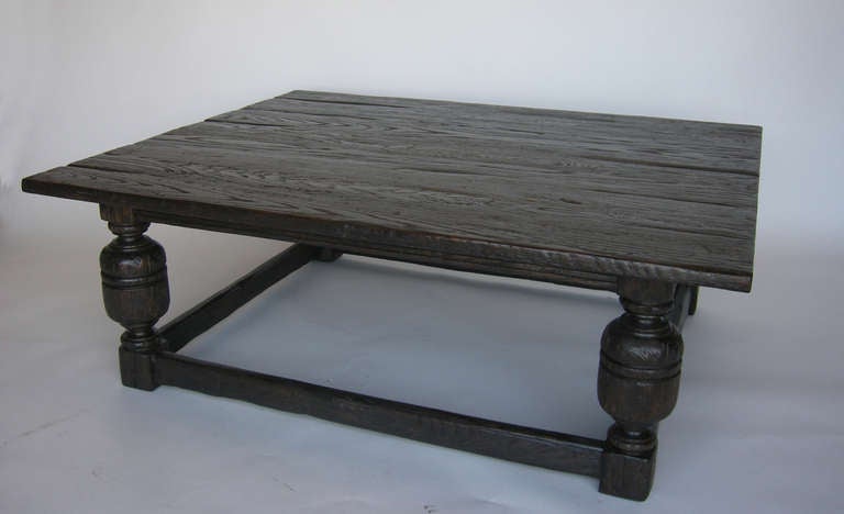 Spanish Colonial Custom Oak Wood Baroque Style Coffee Table by Dos Gallos Studio For Sale
