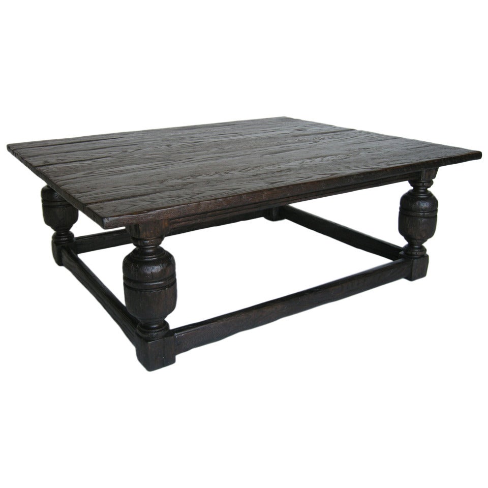 Custom Oak Wood Baroque Style Coffee Table by Dos Gallos Studio For Sale