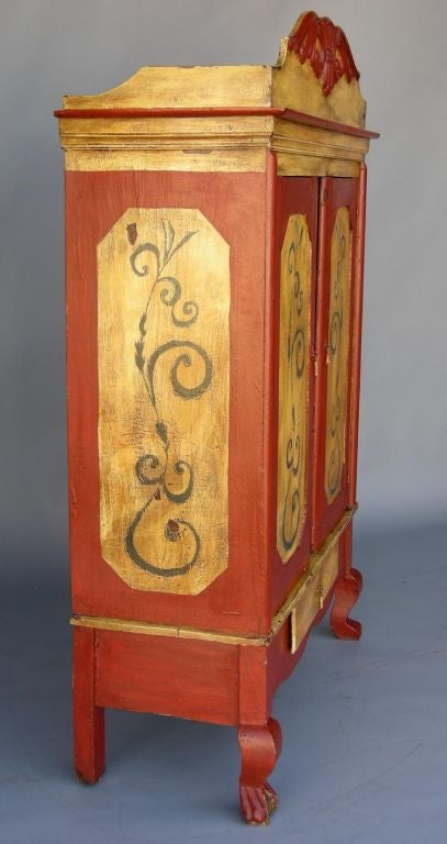 Antique painted tipico cabinet. Interior depth is 13