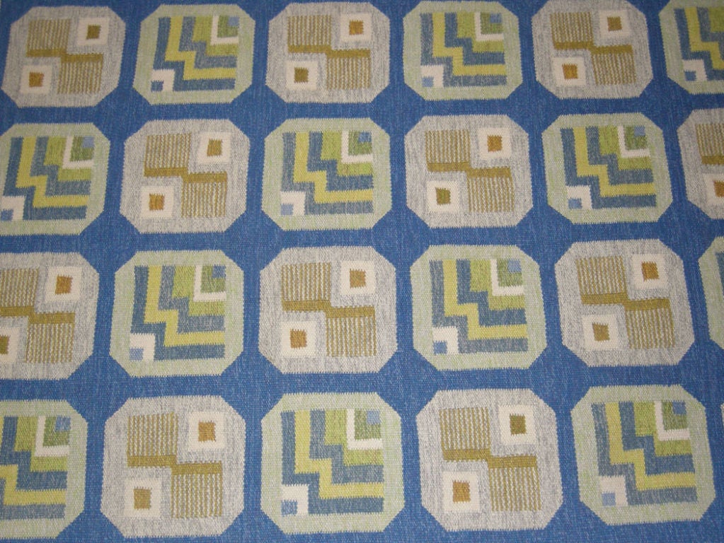 Mid-20th Century ONE Vintage Hand Woven Swedish Sigurd Nilsson Wool Rug For Sale