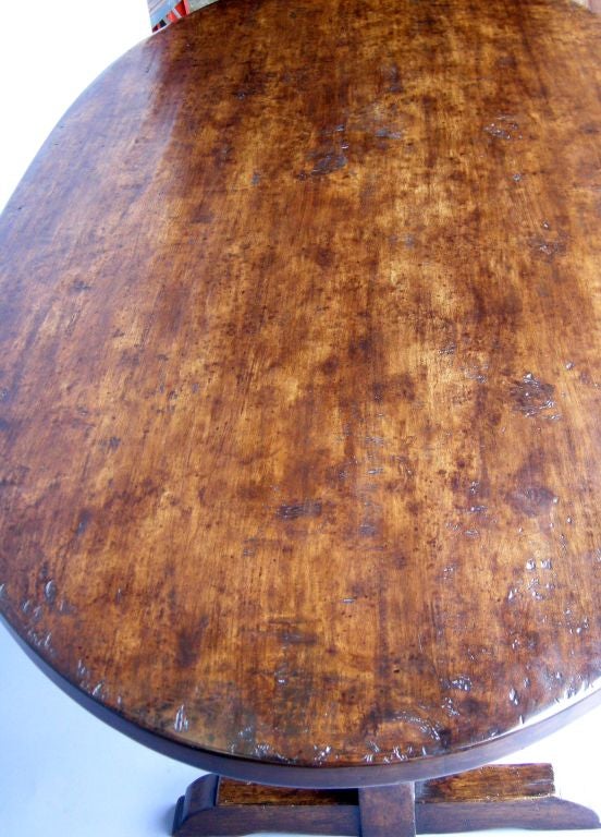 Mahogany Custom Walnut Wood Oval Table with Wishbone Stretcher by Dos Gallos Studio For Sale