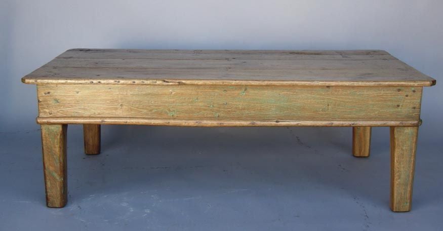 19th c. low table with traces of paint. Very nice patina throughout with  butterfly repairs in top.
FOR OUR COMPLETE INVENTORY PLEASE GO TO www.dosgallos.com