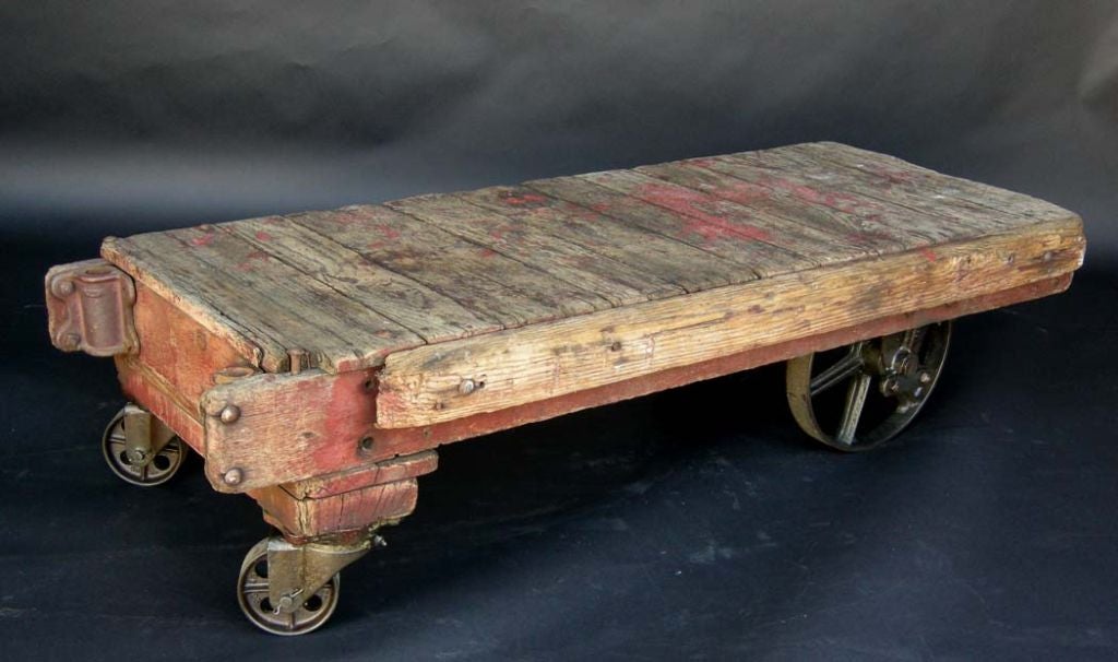 Wood Industrial Cart Coffee Table