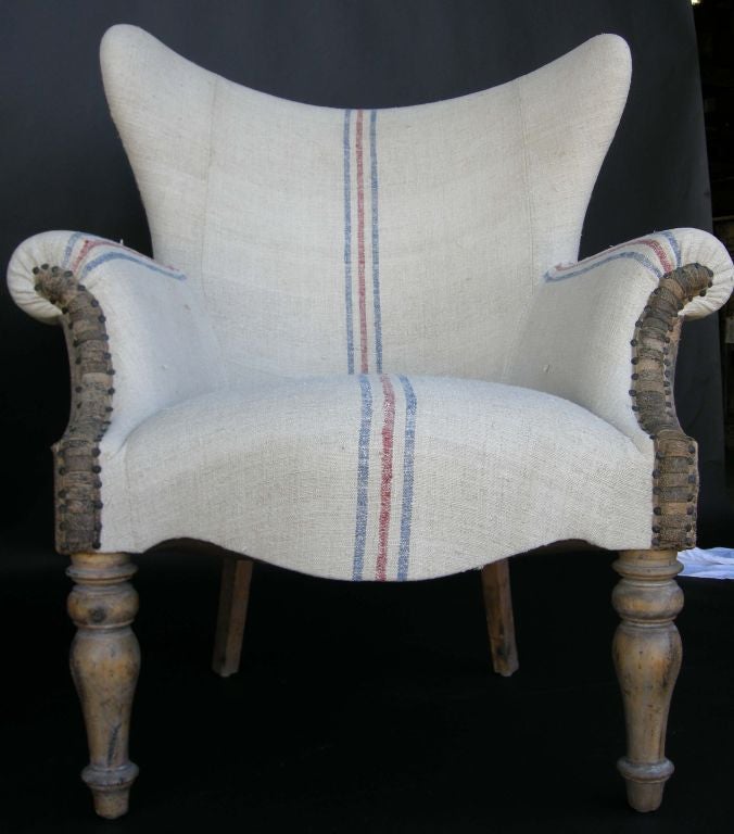 Custom Lambskin and Vintage Linen Chairs 1